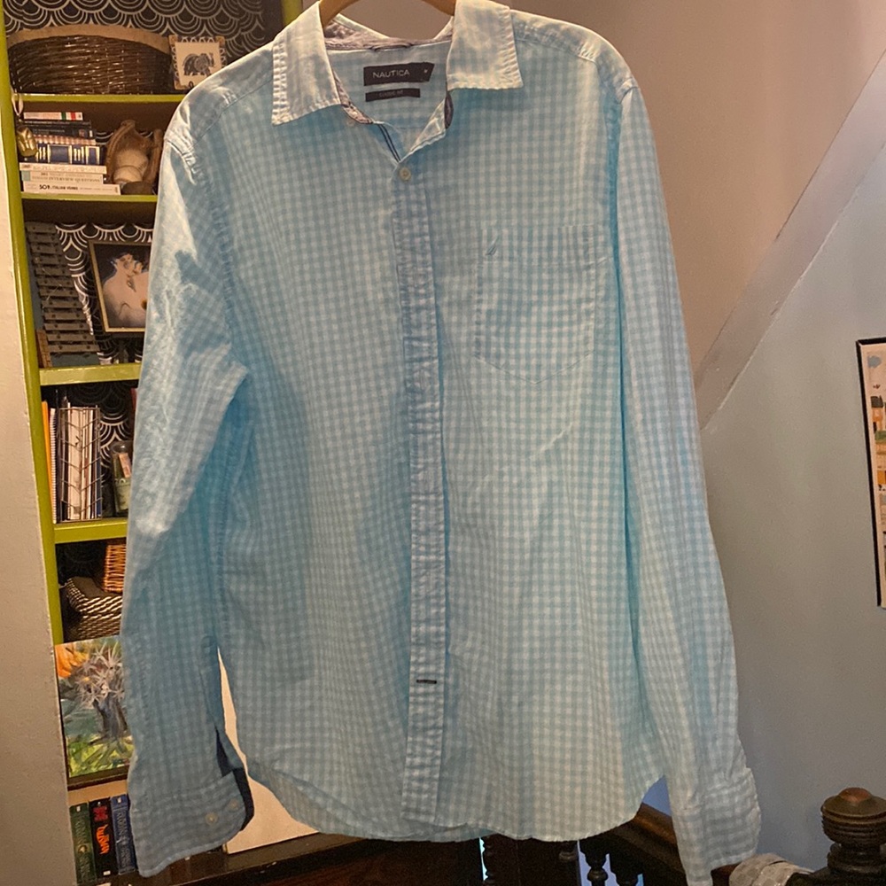 Light blue gingham nautical button down
